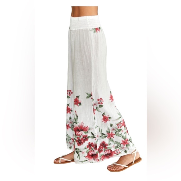 NWOT Venti 6 HAWAIIAN FLORAL PRINT LINEN WIDE LEG PALAZZO Pant - Picture 3 of 4